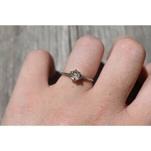 14k White Gold Art Deco Engagement Ring, Raw Alternative Diamond Ring,